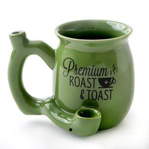 PREMIUM ROAST & TOAST SINGLE WALL MUG - GREEN WITH BLACK PRINT